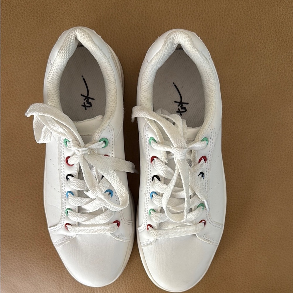 TRX White Sneakers with Multicolor Eyelets size 6.5